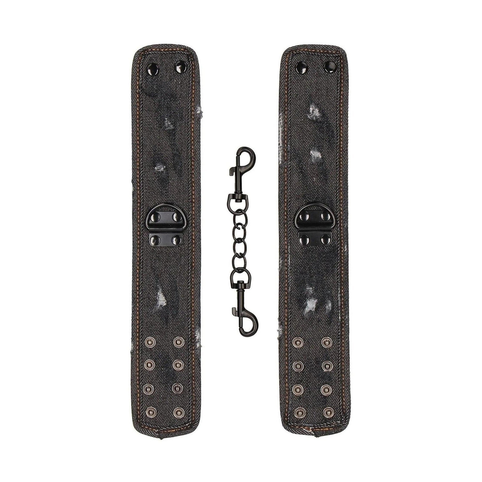 Denim Ankle Cuffs - Roughend Denim Style - Black