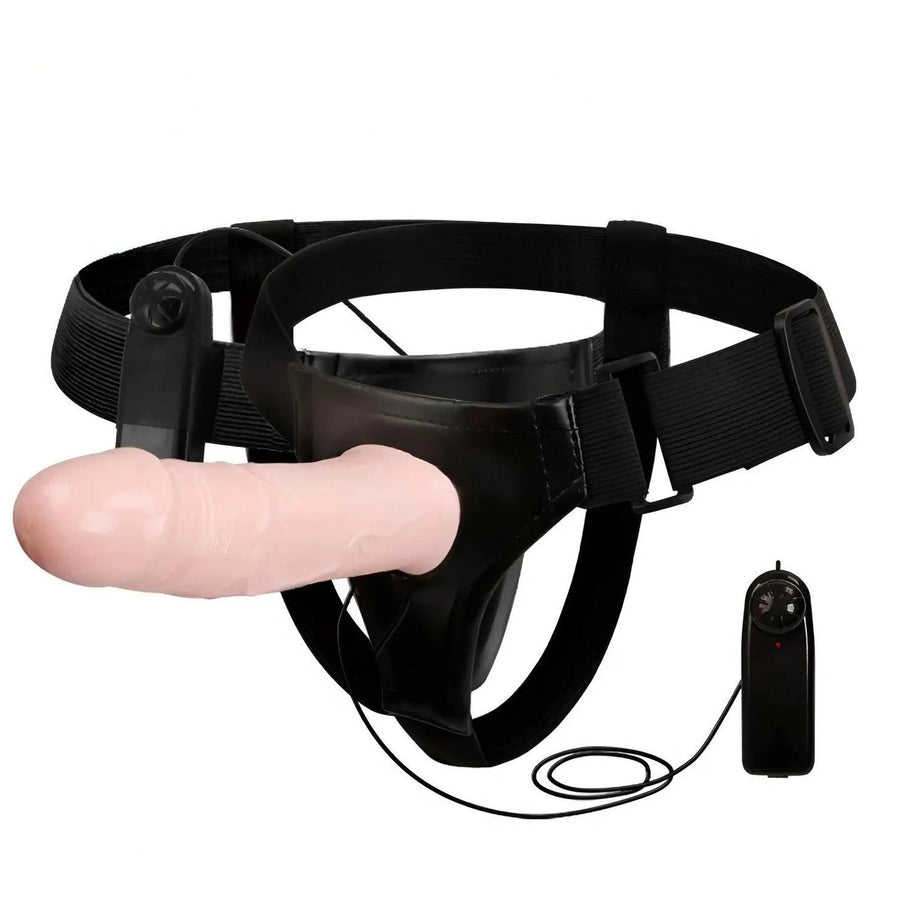 Wearable Elastic Harness 18cm Vibrating Dildo