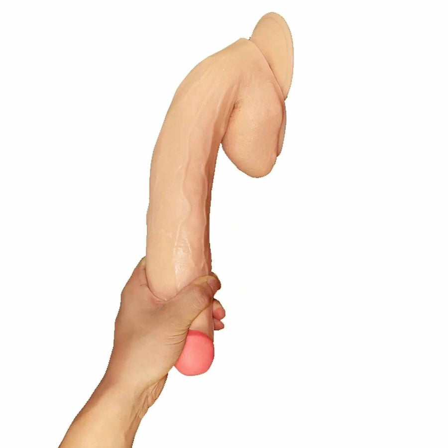 Maxi 11'' realistic penis with testicles and suction cup - 30 cm long Ø 6 cm, Flesh Pink