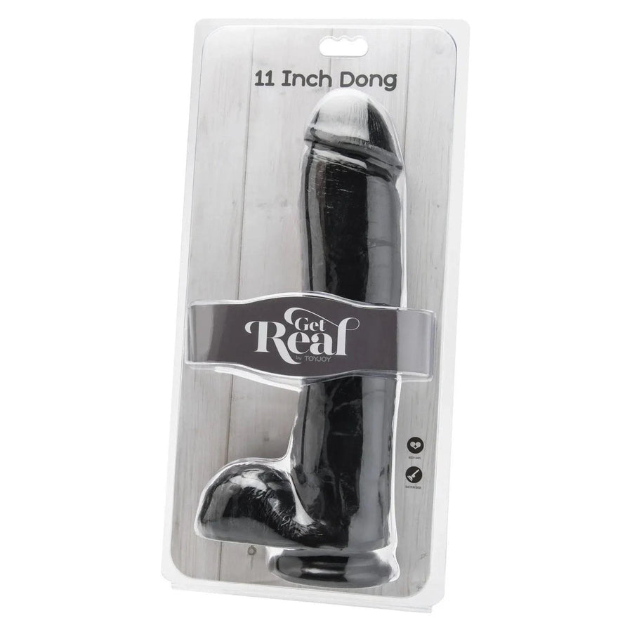 Maxi dildo with testicles and suction cup in Vital-Skin technology - 28cm - Black