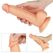 Dildo realistico rosa carne TPE ultra morbido con ventosa e testicoli dettagliati