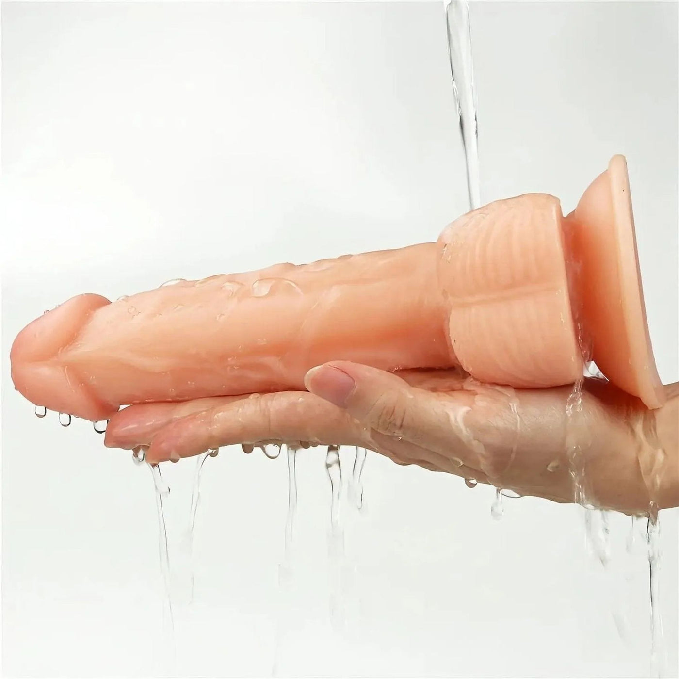 Dildo rosa carne resistente all'acqua con superficie liscia per facile pulizia