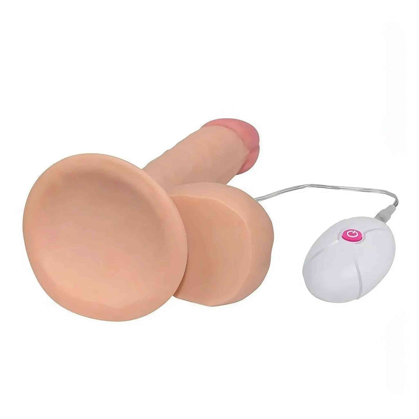 Fallo Realistico 18 cm con Ventosa 100% Ultra Soft, Vibrazione comandata con telecomando - 7.5″ Rosa Carne