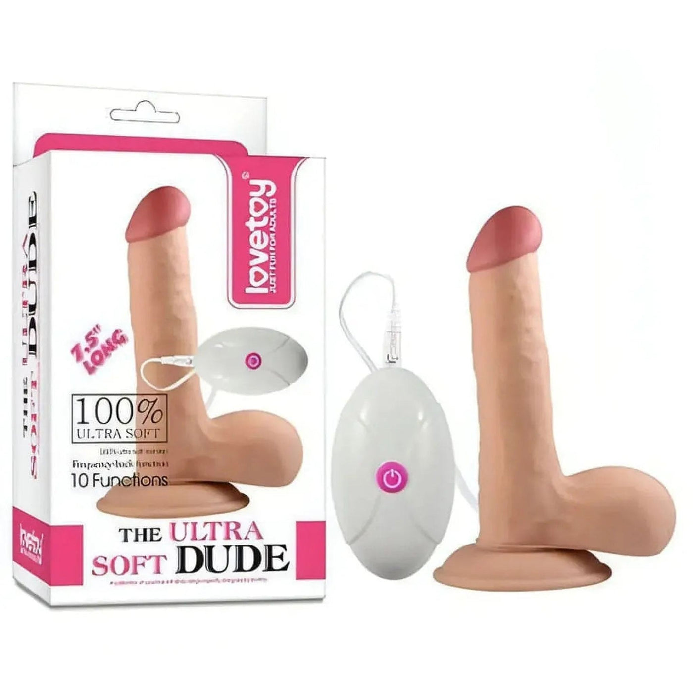 Fallo Realistico 18 cm con Ventosa 100% Ultra Soft, Vibrazione comandata con telecomando - 7.5″ Rosa Carne