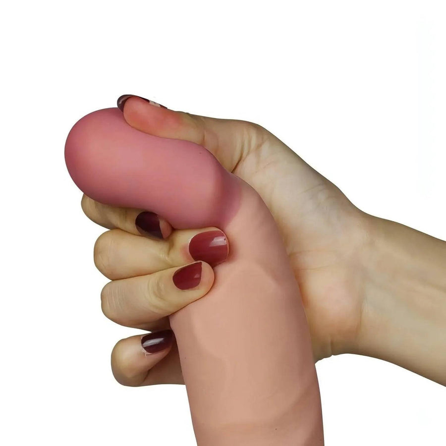 Realistischer Phallus 22 cm mit 100 % ultraweichem Saugnapf, ferngesteuerter Vibration – Fleischrosa