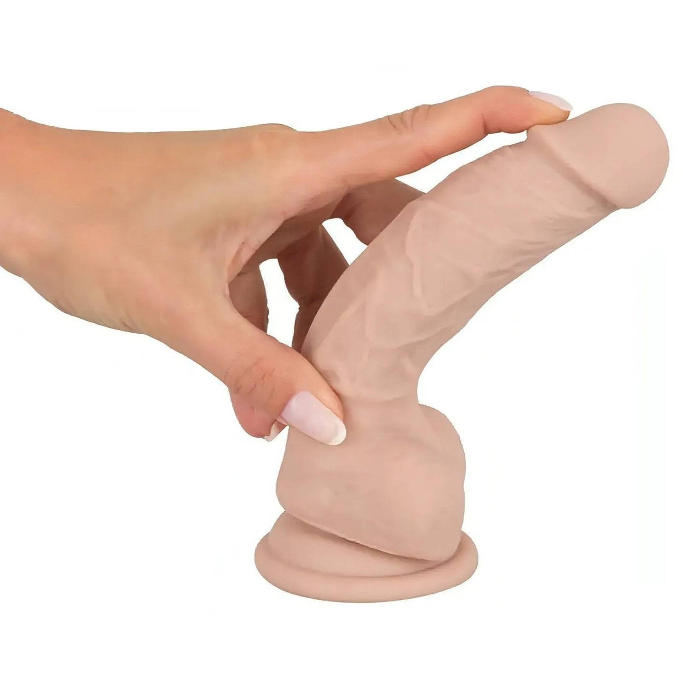 Fallo Realistico in 100% Silicone con ventosa - 18 cm, Rosa Carne, Taglia M