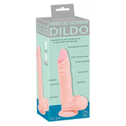 Packaging dildo silicone medico rosa carne 21 cm con ventosa e scritte