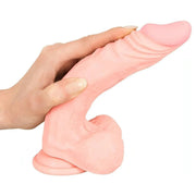 Fallo realistico silicone medico rosa carne 21 cm con ventosa e venature