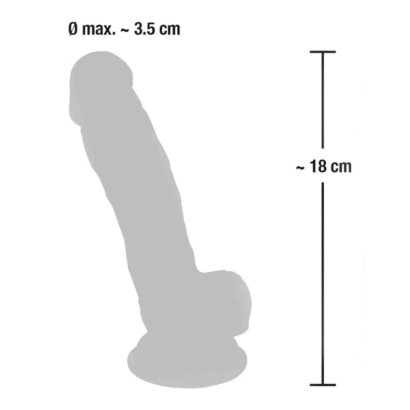 Schema dimensioni fallo silicone rosa carne 18 cm altezza e diametro massimo