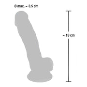 Schema dimensioni fallo silicone rosa carne 18 cm altezza e diametro massimo