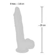Schema dimensioni fallo realistico silicone 21 cm lunghezza e 3,8 cm diametro