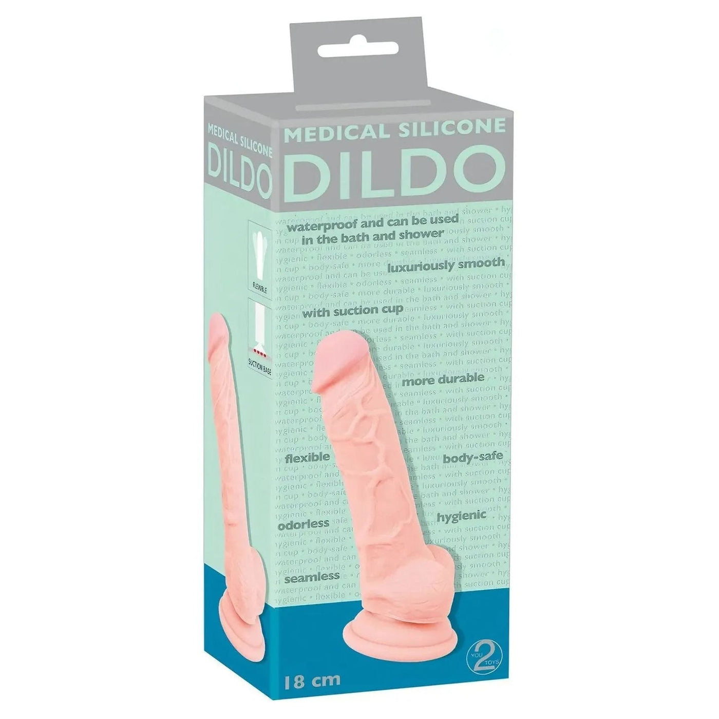 Fallo Realistico realizzato in 100% silicone medicale - 18 cm, Rosa Carne