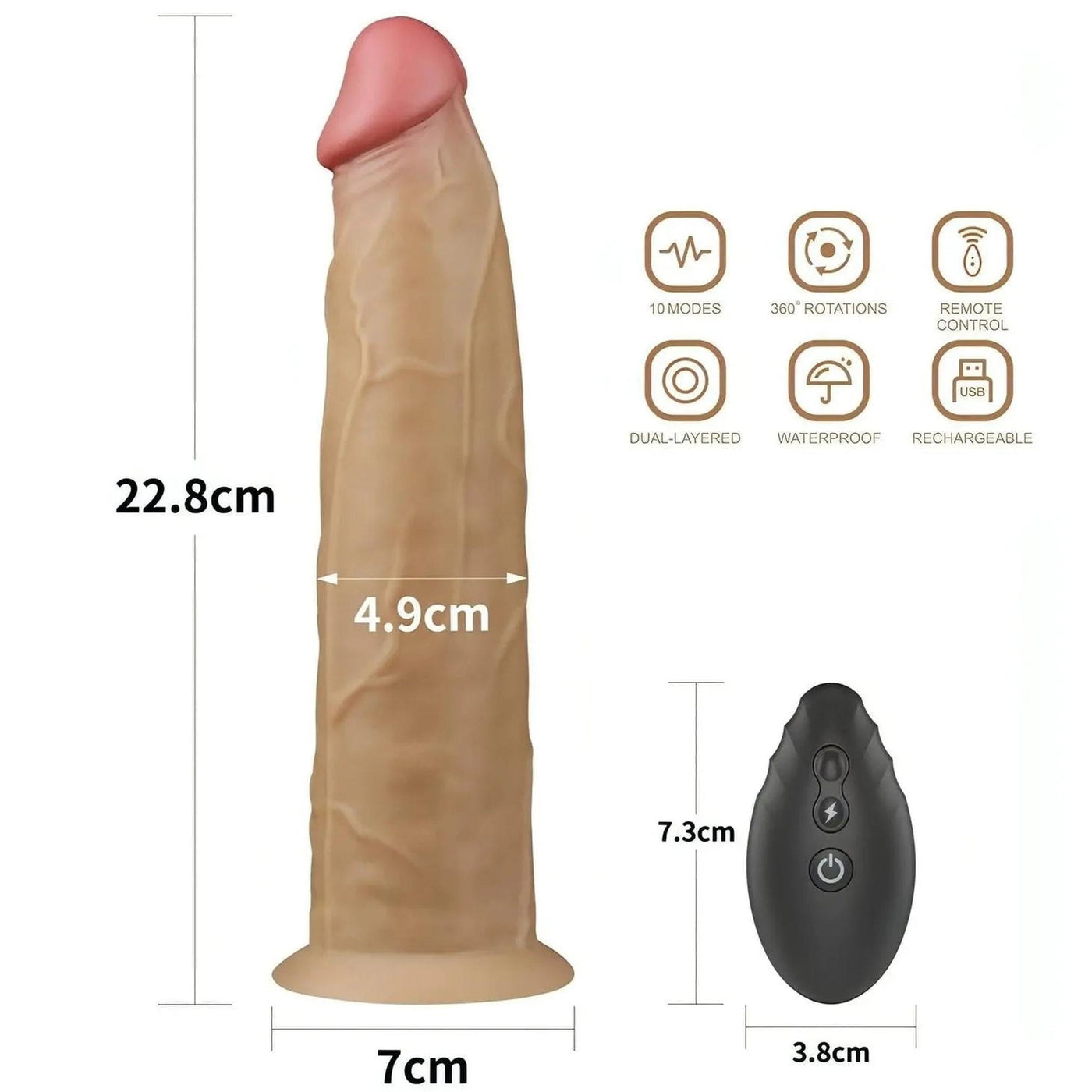 Fallo Ultra Realistico 9″ con Rotazione e Vibrazione Wireless