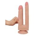Folding double penetration dildo with suction cup - Dual Layer, Flesh Pink