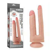 Fallo doppia penetrazione pieghevole con ventosa - Dual Layer, Rosa Carne