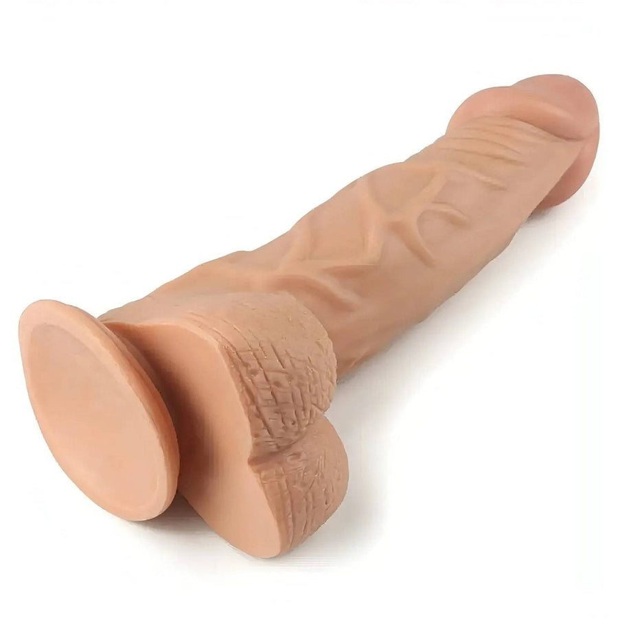 Realistic phallus with testicles and suction cup 9'' - Flesh Pink