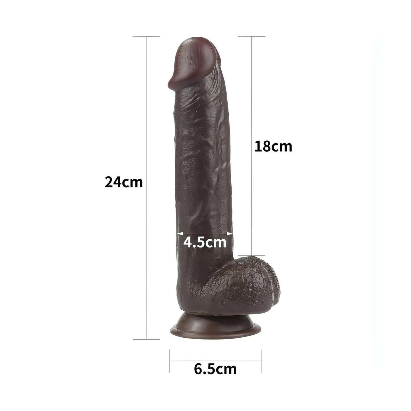 Fallo realistico con pelle scorrevole come un membro vero - 9.5 ″, Nero