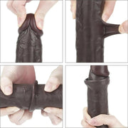 Fallo realistico con pelle scorrevole come un membro vero - 9.5 ″, Nero