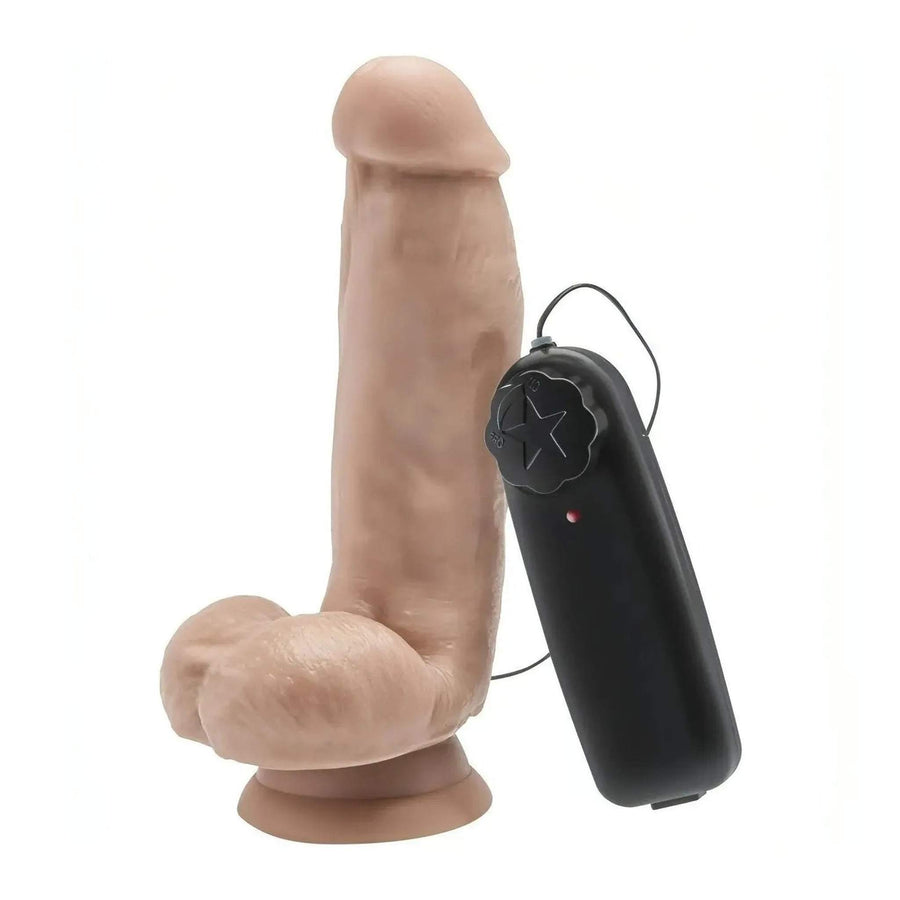 Vibrating realistic phallus with suction cup - 15 cm, Flesh Pink, Multispeed