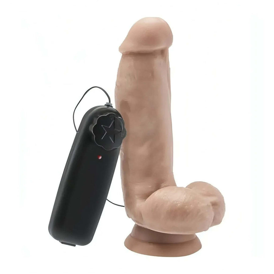 Vibrating realistic phallus with suction cup - 15 cm, Flesh Pink, Multispeed