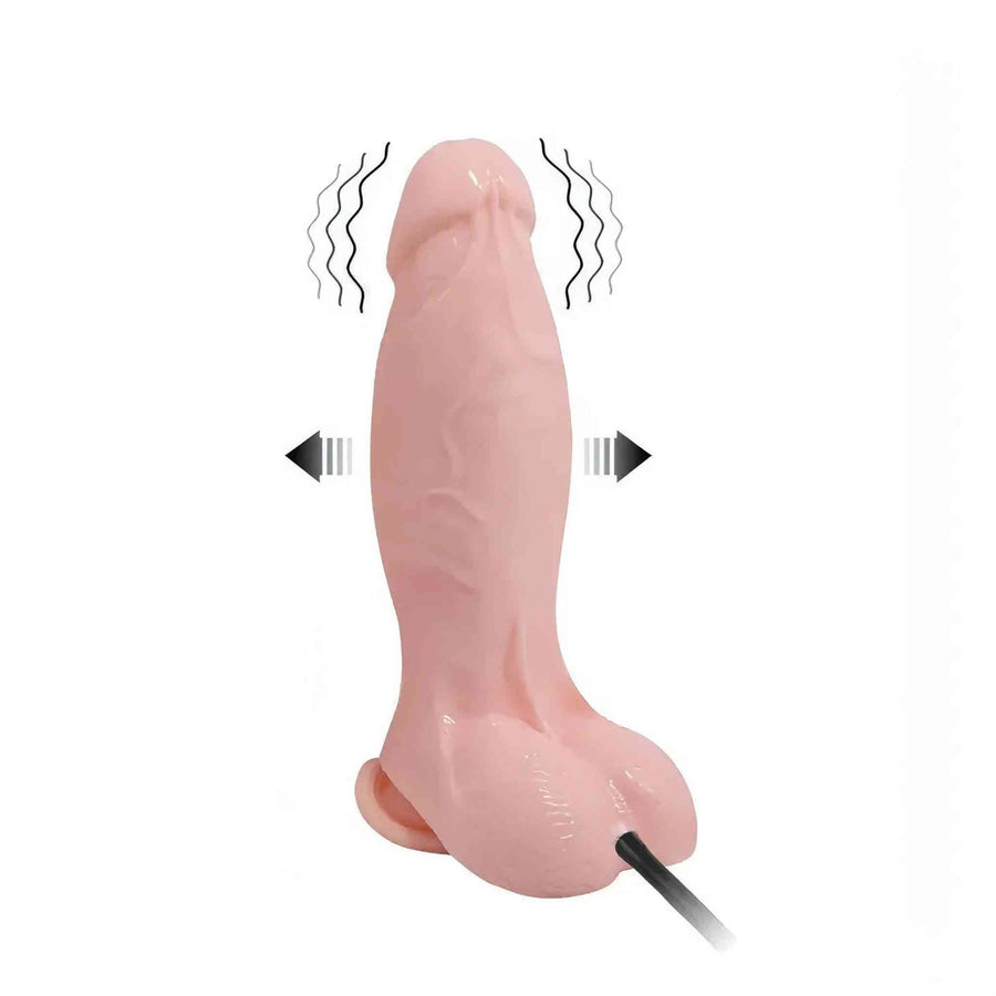 Vibrating and inflatable realistic phallus - Flesh pink, multi-speed