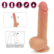 Dildo vibrante riscaldante silicone con 10 modalità vibrazione rotazione e impermeabilità