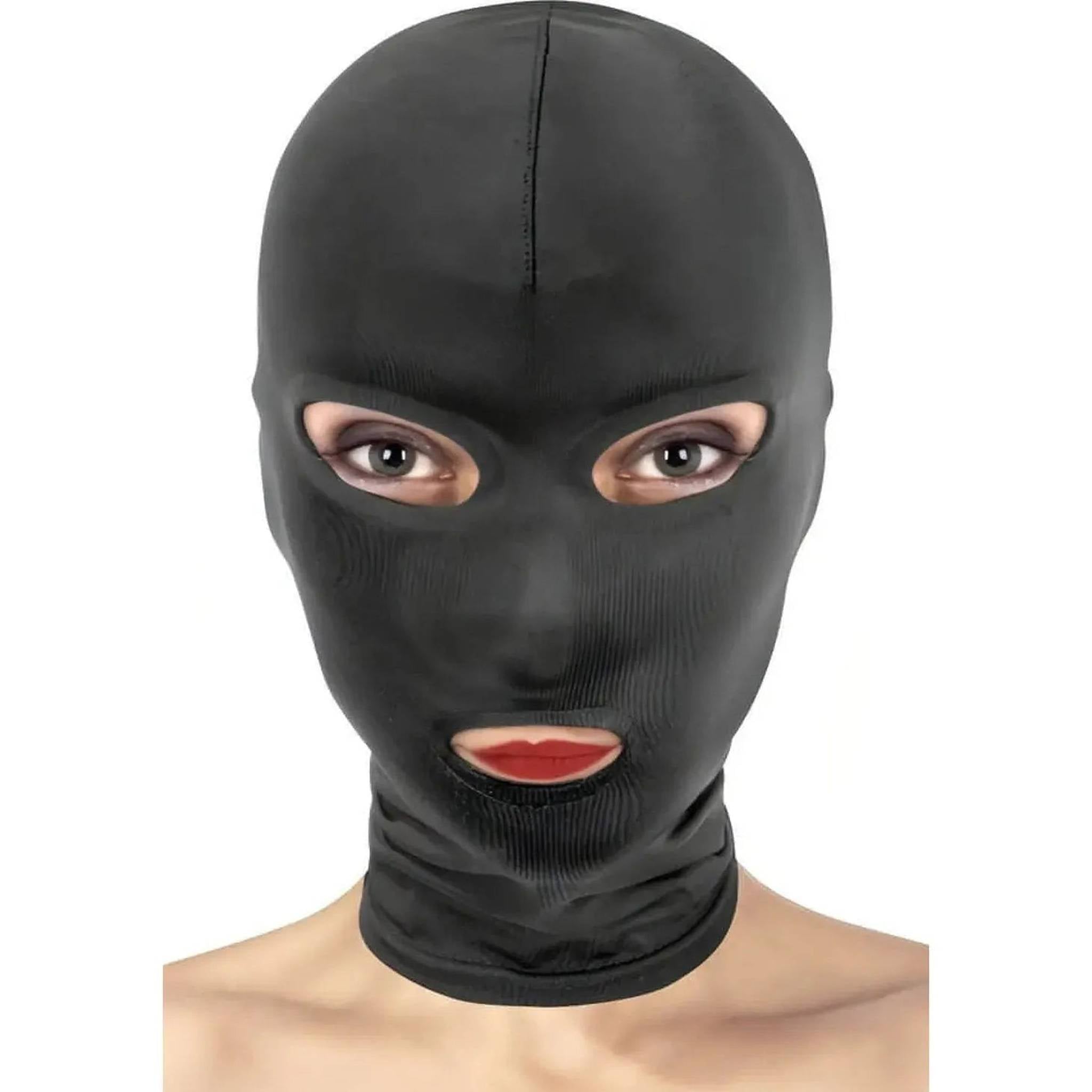 Fetish Tentation Cappuccio nero open mouth and eyes