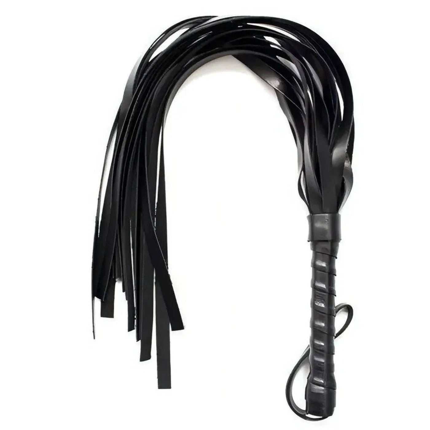 Frusta BDSM nera squash whip con frange compatte e presa testurizzata