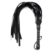 Frusta BDSM nera squash whip con frange compatte e presa testurizzata