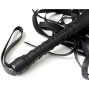 Frusta in ecopelle a frange spesse squash whip black