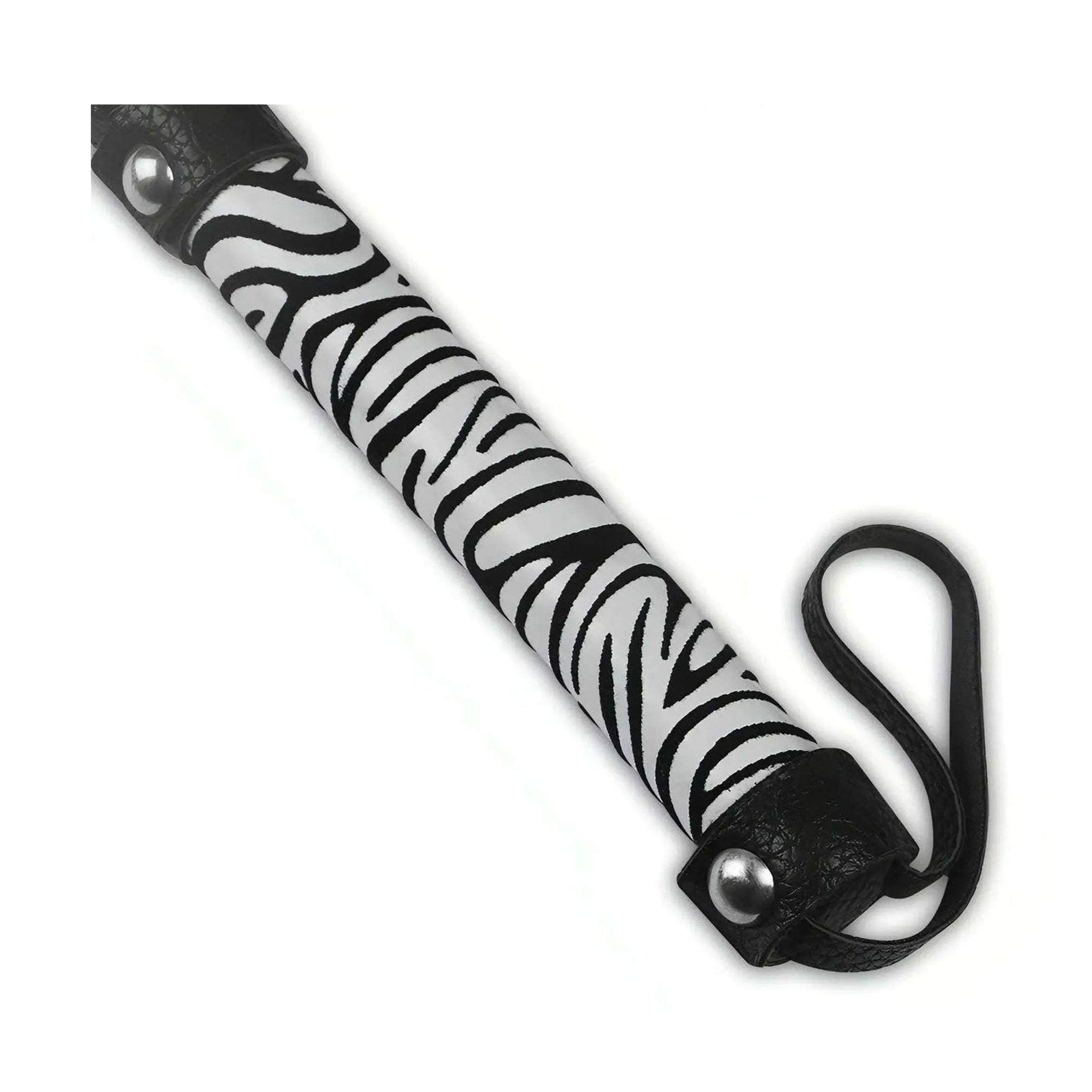 Frustino leggero con frange in pelle scamosciata, manico zebrato - Bianco