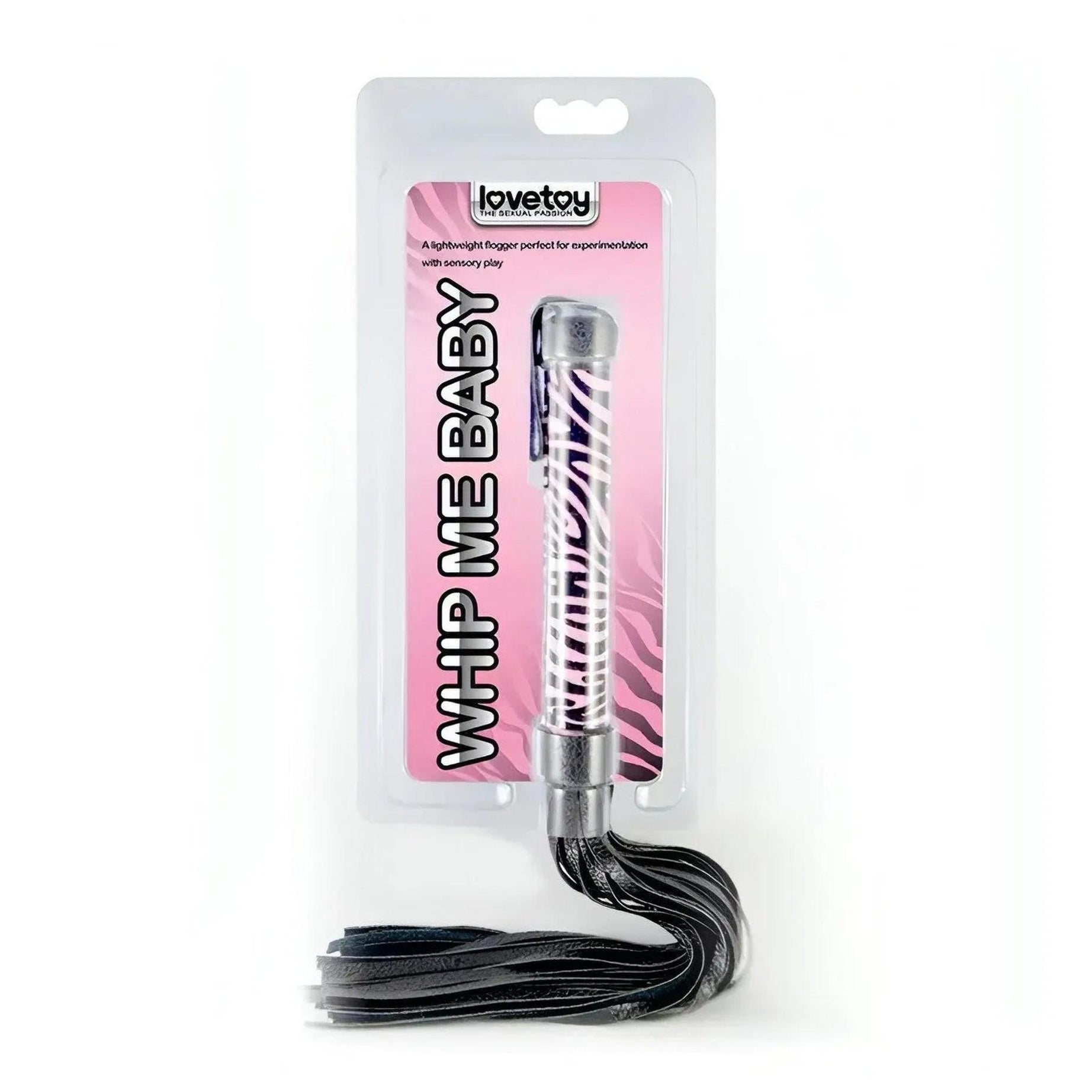 Frustino leggero con frange in pelle scamosciata, manico zebrato - Rosa