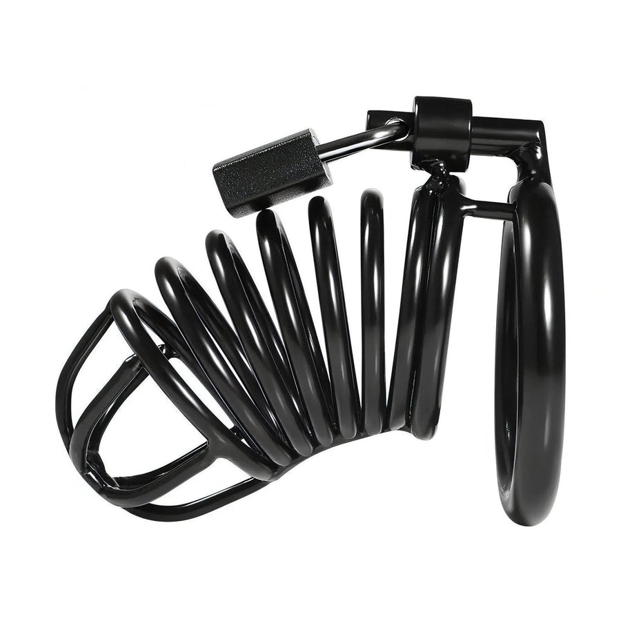 Chirurgischer Keuschheitskäfig aus Edelstahl – Spirale, Schwarz