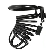 Gabbia di Casità Pene in Acciaio Nero Struttura a Spirale