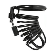 Gabbia di Casità Pene in Acciaio Nero Struttura a Spirale