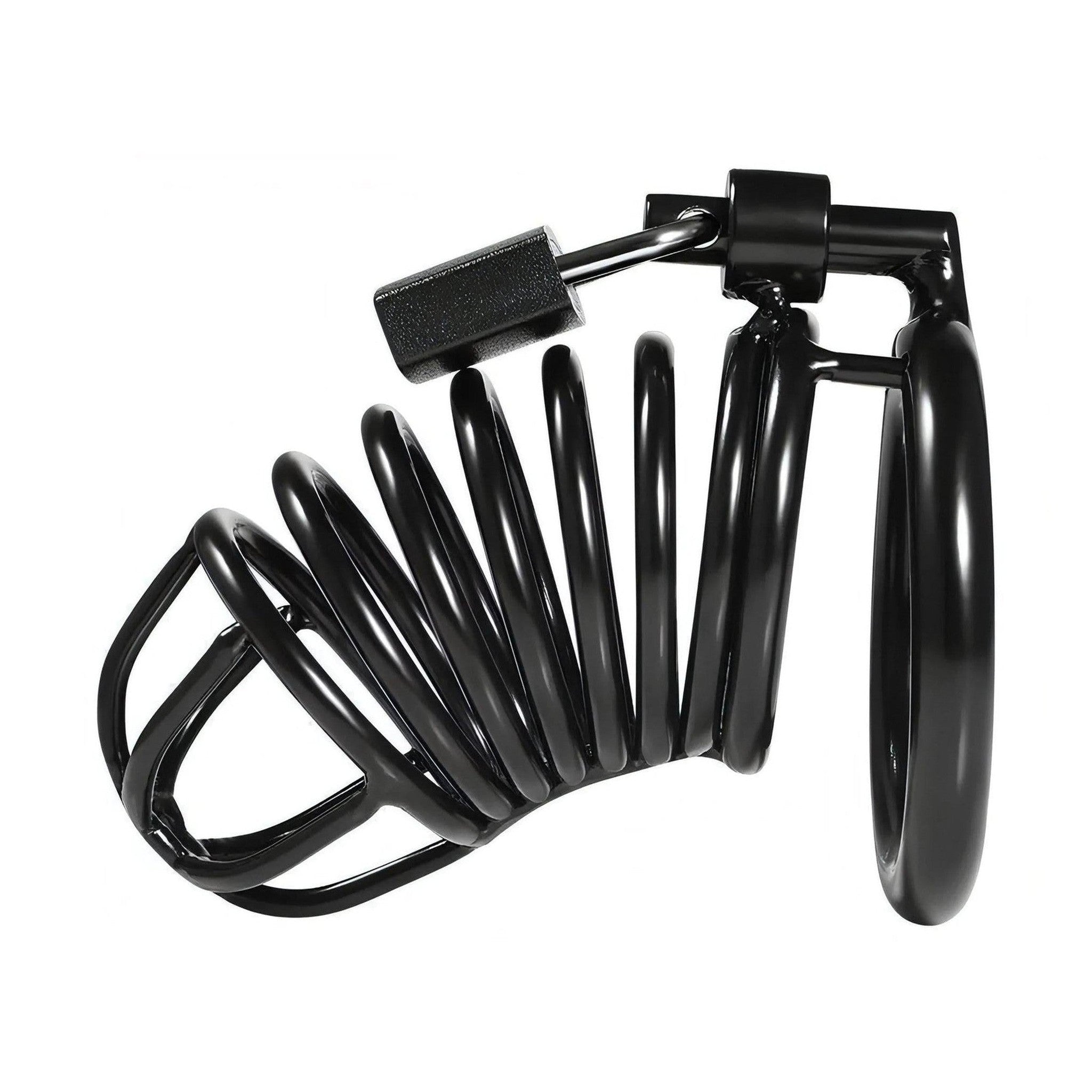 Gabbia di castità in acciaio chirurgico inossidabile - Spiral, Black