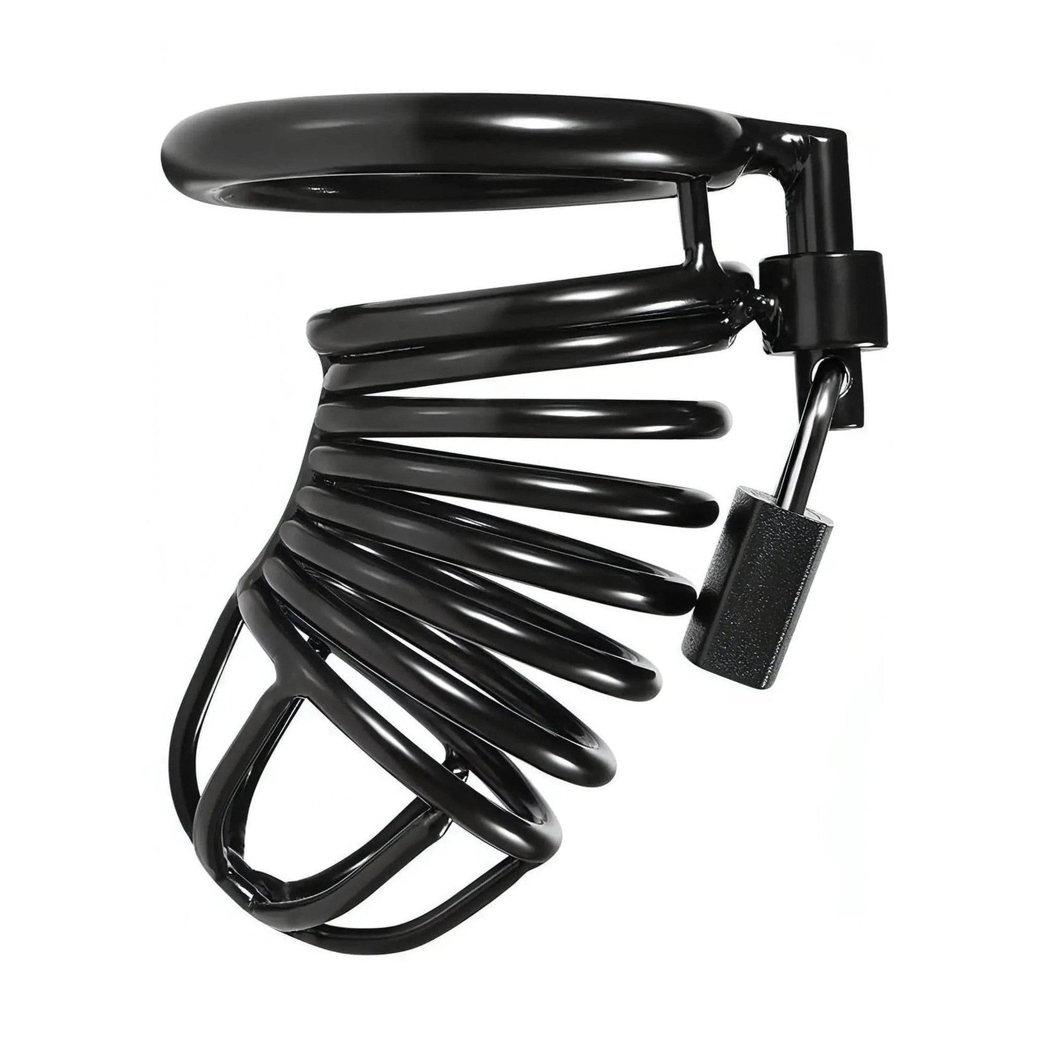 Gabbia di castità in acciaio chirurgico inossidabile - Spiral, Black