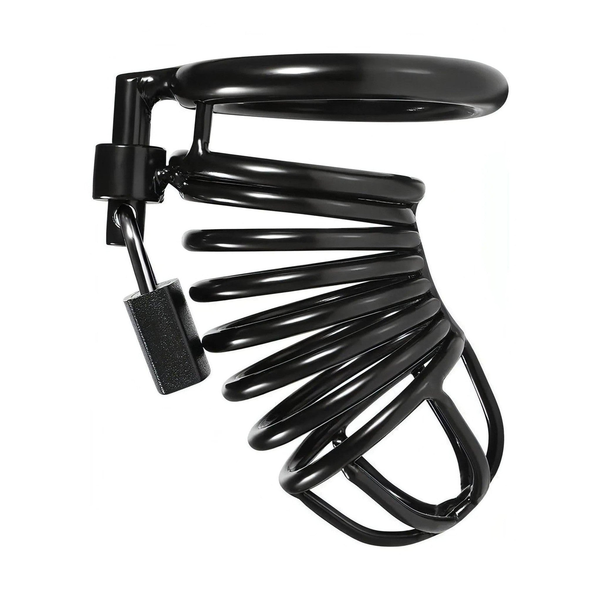 Gabbia di castità in acciaio chirurgico inossidabile - Spiral, Black
