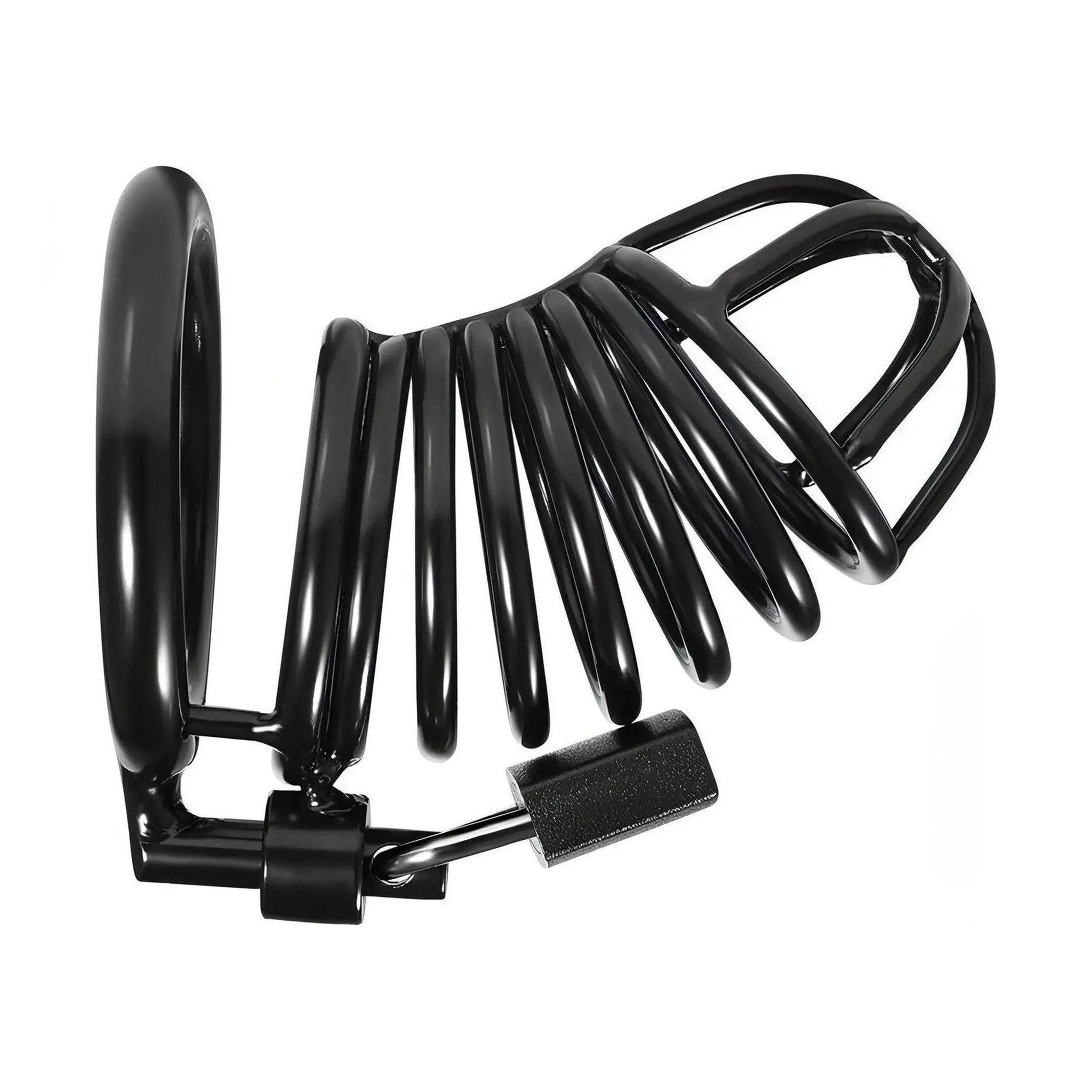 Gabbia di castità in acciaio chirurgico inossidabile - Spiral, Black