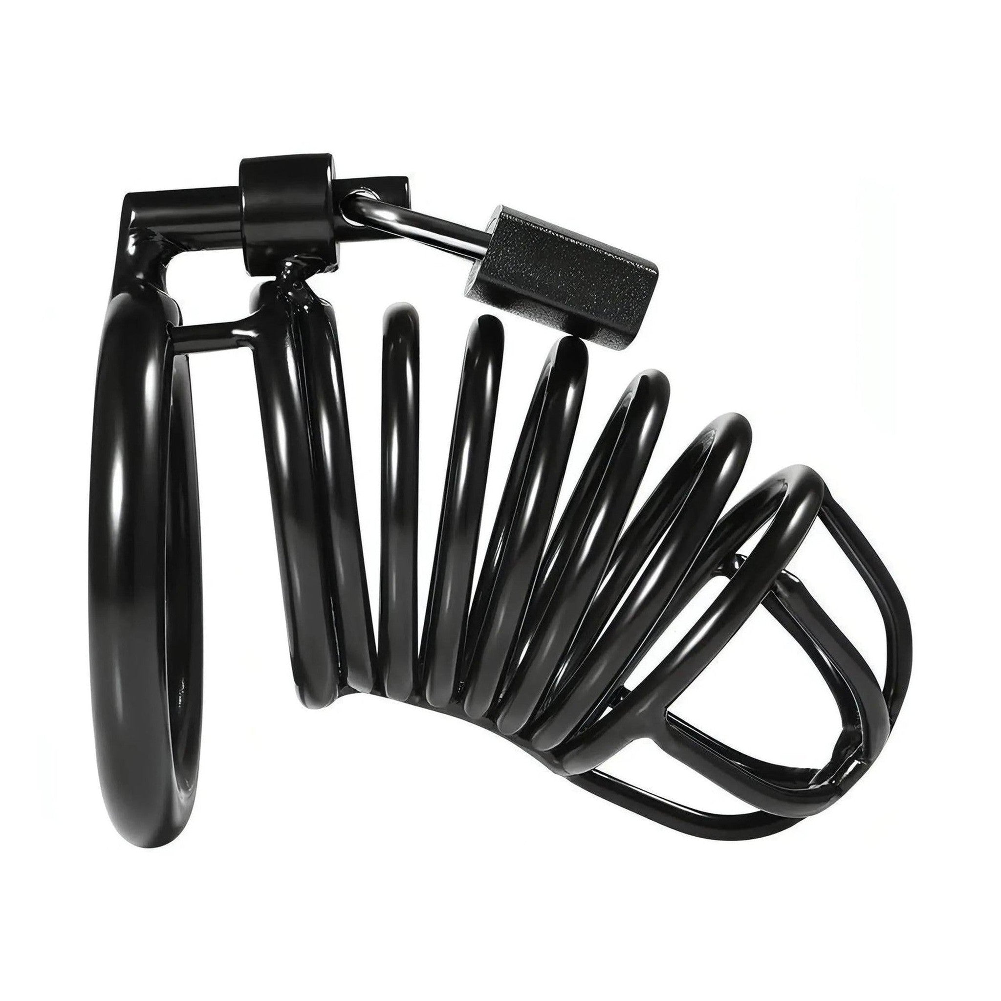 Gabbia di castità in acciaio chirurgico inossidabile - Spiral, Black