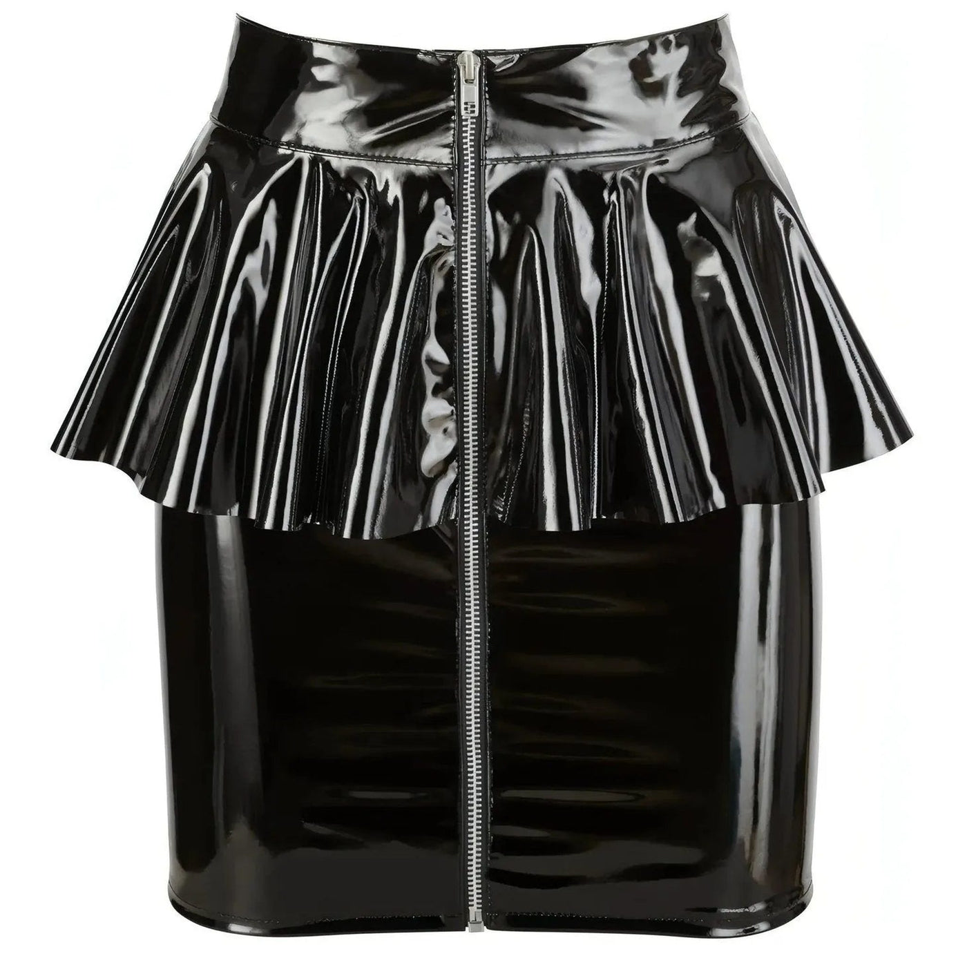 Gonna Wetlook con Peplo e Zip Frontale