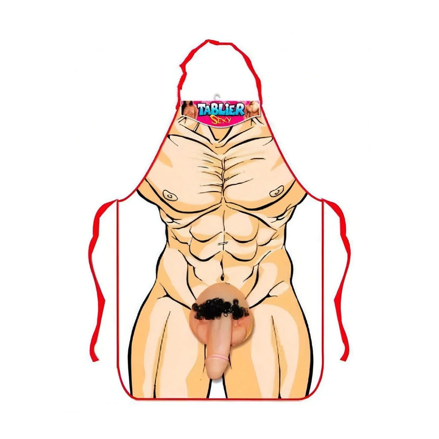 Scherzschürze mit 3D-Penis und Flausch