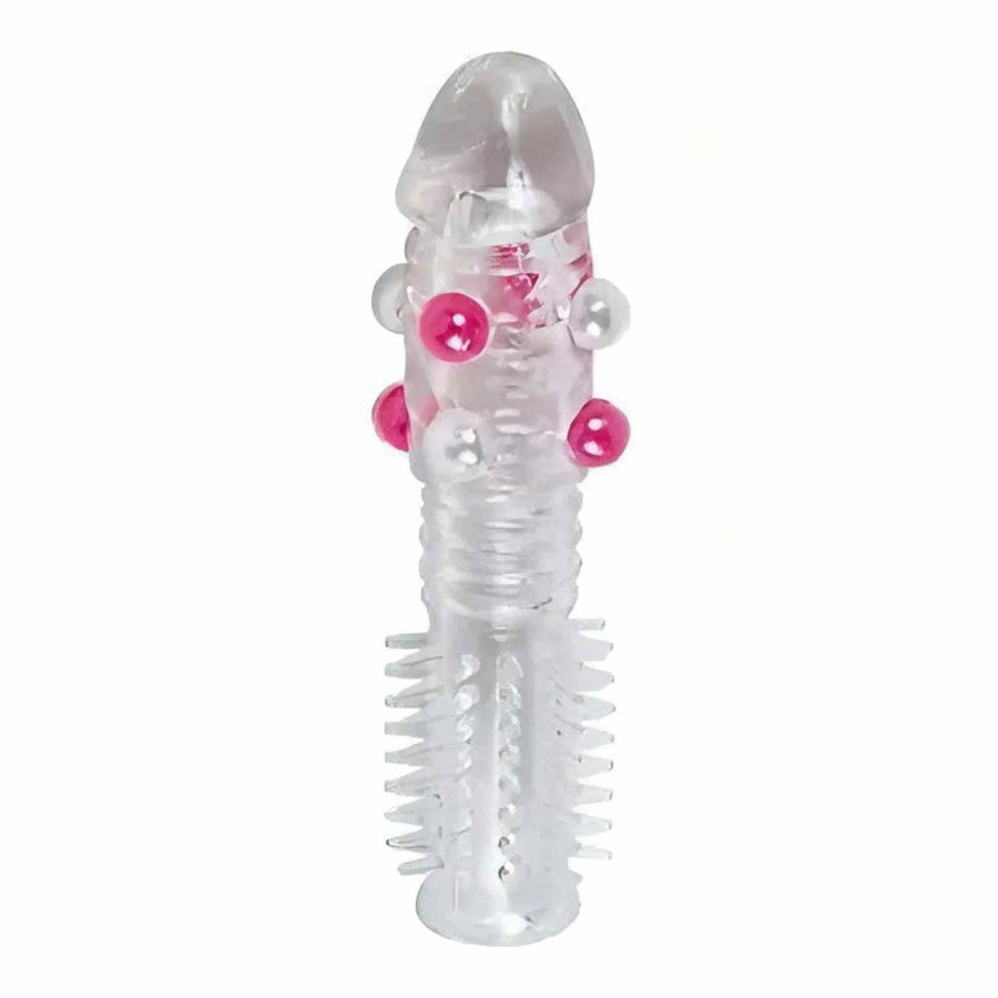 Guaina Extra Stimolante a Tre Strati: Spazzole Solleticanti, Anelli Stimolanti e Perle per Punto G con Glande Realistico