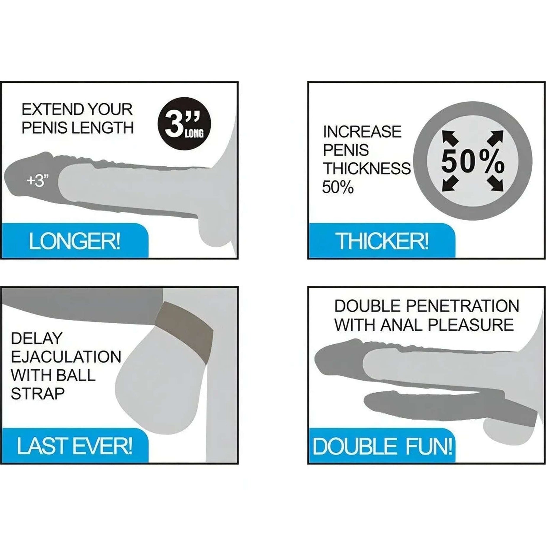 Guaina Fallica Realistica 21 cm Super Morbida con Fallo Anale per doppia penetrazione e stimolatore clitorideo
