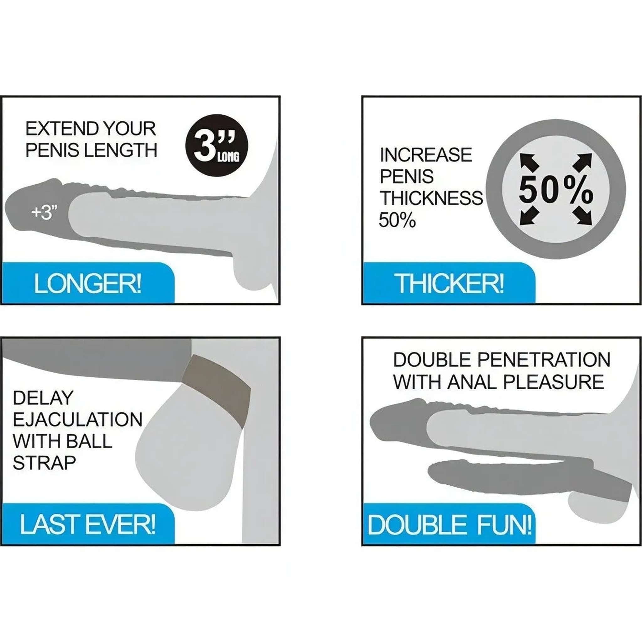 Guaina Fallica Realistica 21 cm Super Morbida con Fallo Anale per doppia penetrazione e stimolatore clitorideo