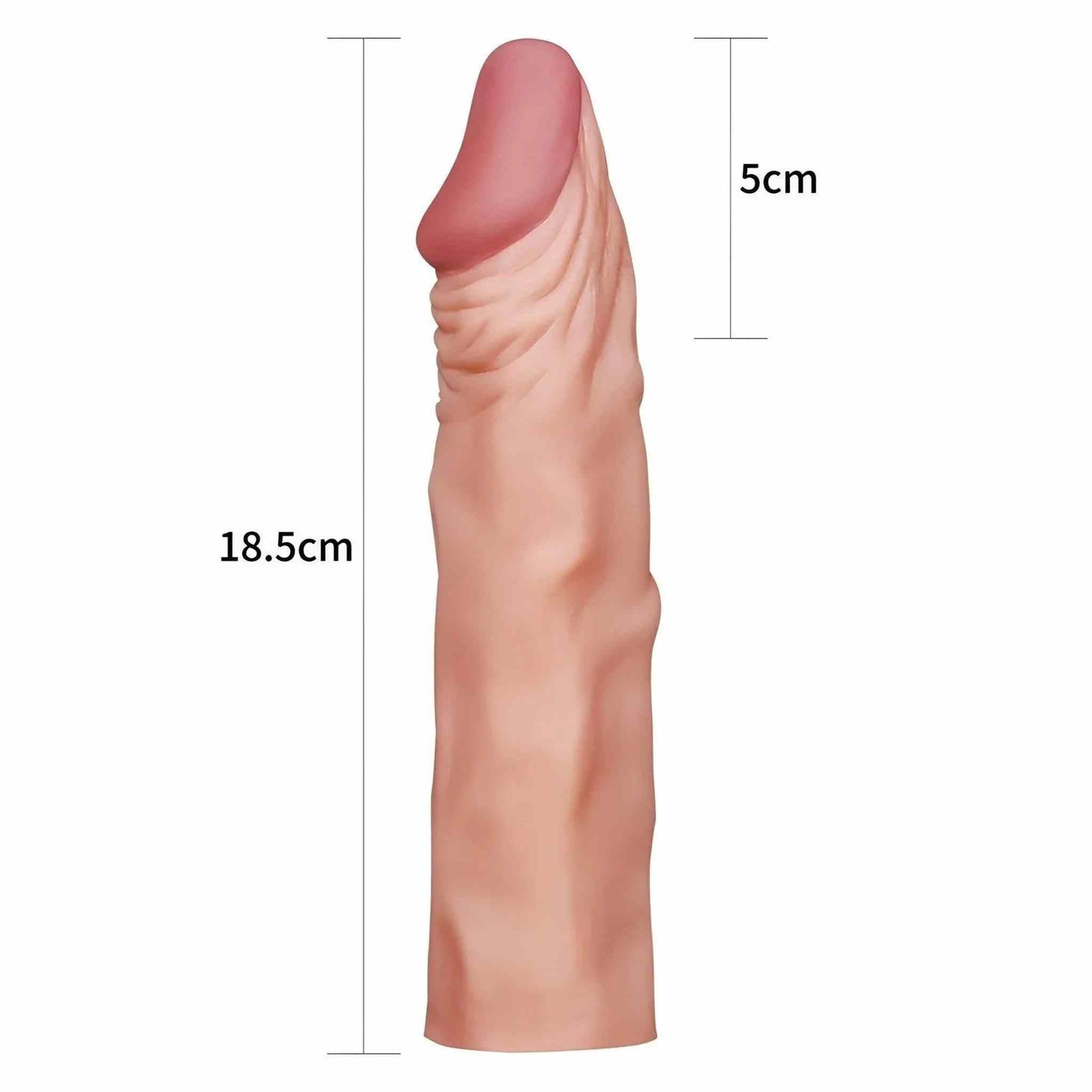 Guaina Fallica Realistica Morbida 19 cm lunga con un'estensione di 5 cm - Rosa Carne