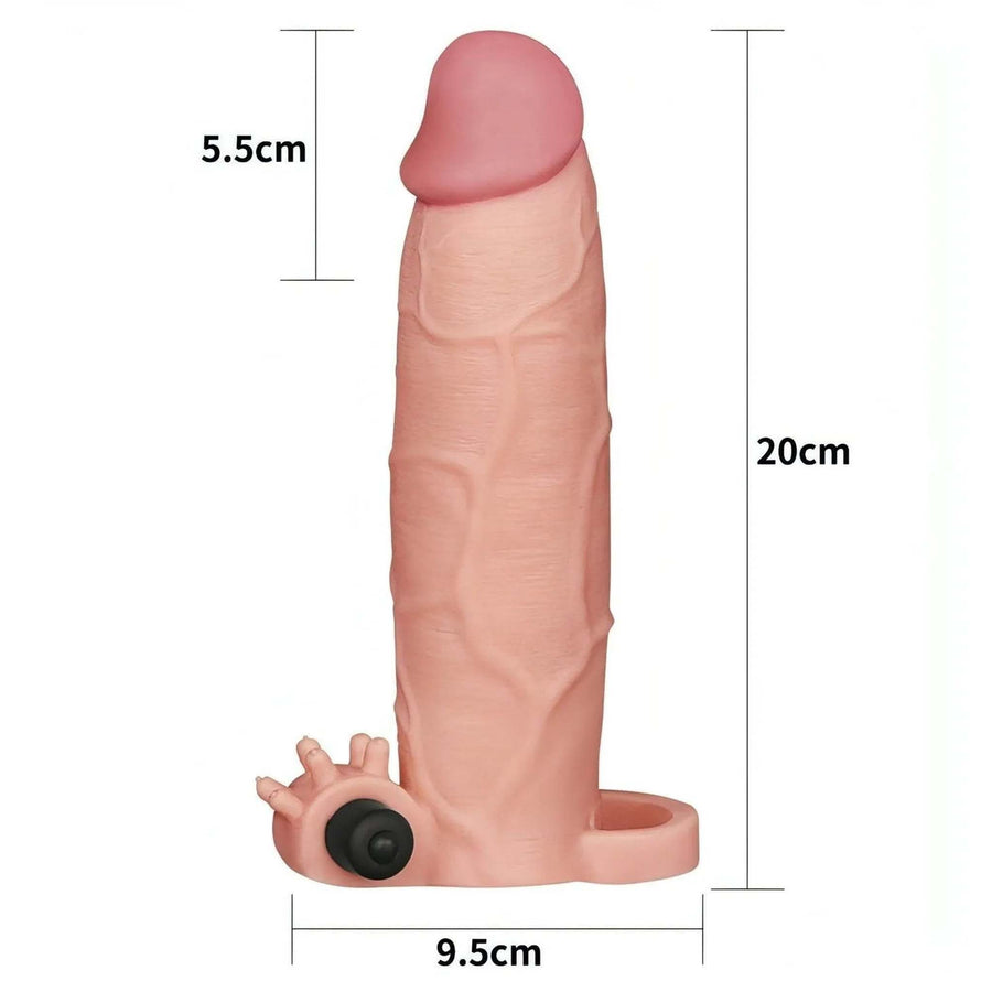 Realistic Phallic Sheath with veins and clitoral stimulator with ribs - Flesh Pink