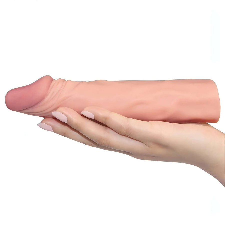 Soft Realistic Phallic Sheath 19cm long with a 5cm extension - Flesh Pink
