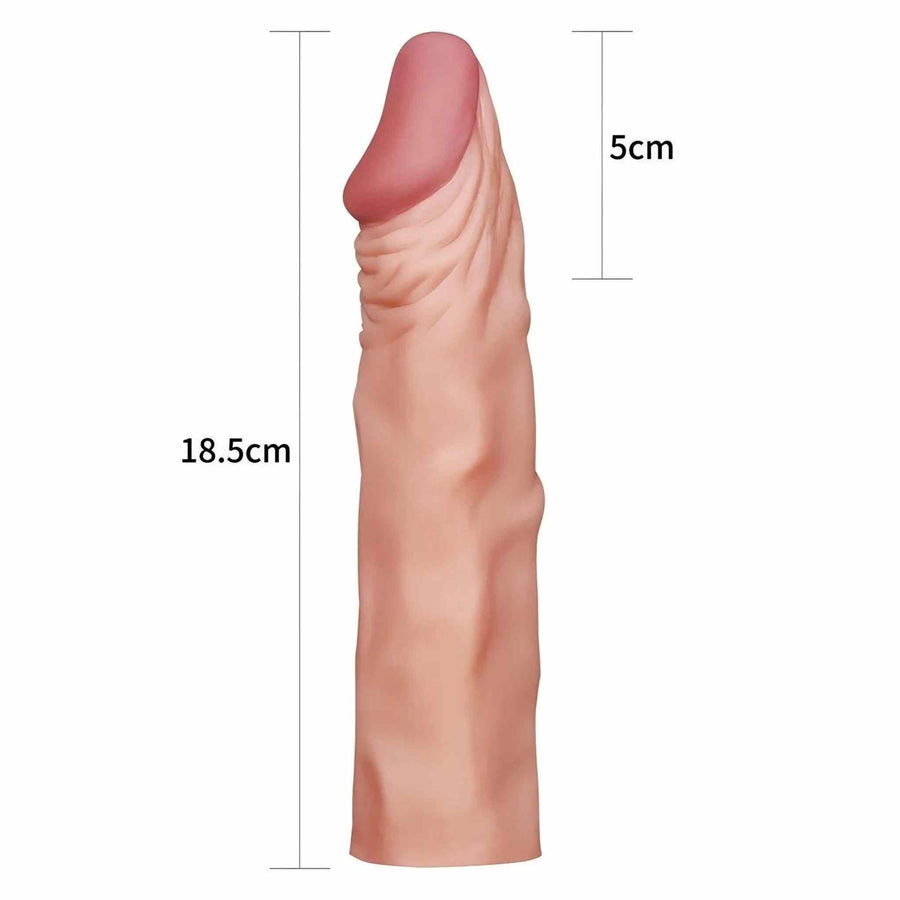 Soft Realistic Phallic Sheath 19cm long with a 5cm extension - Flesh Pink