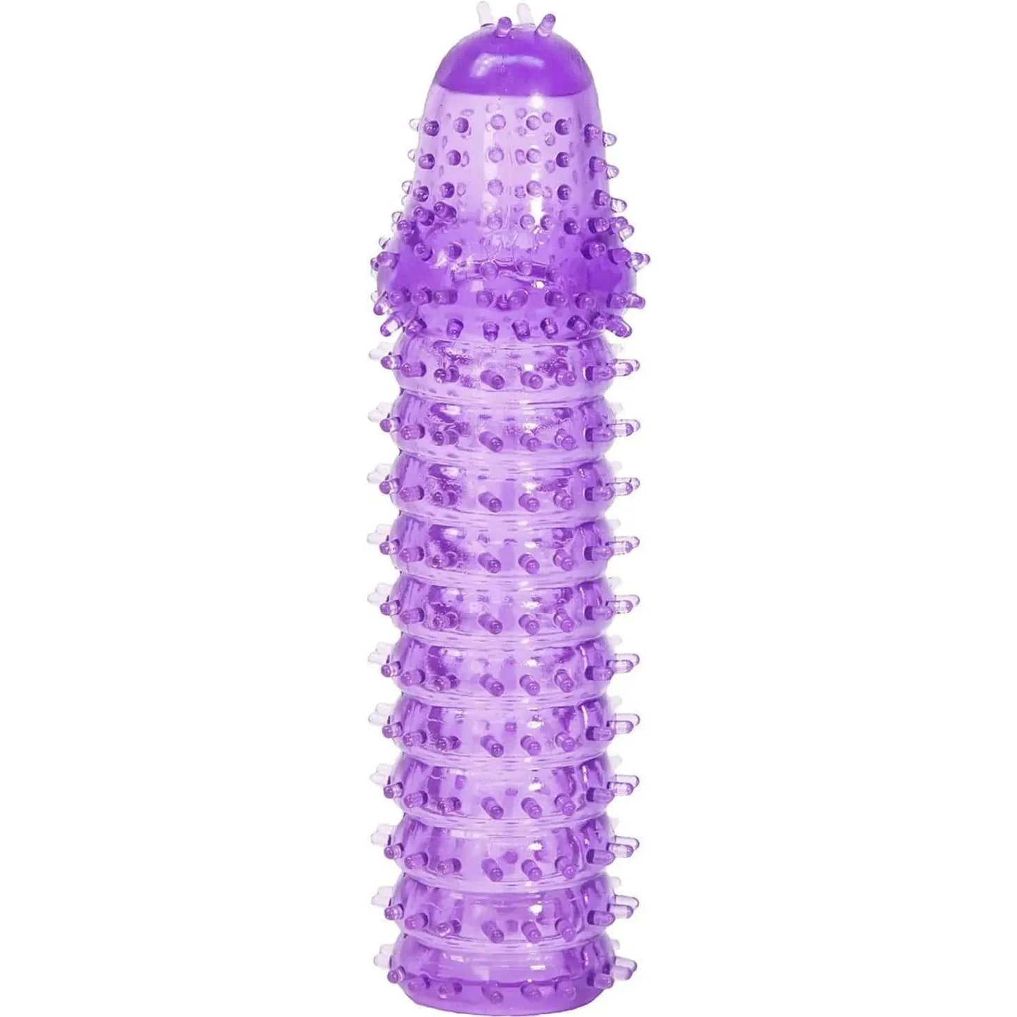 Guaina fallica con rilievi e nervature stimolanti - Silicone, Viola - GoEstasy